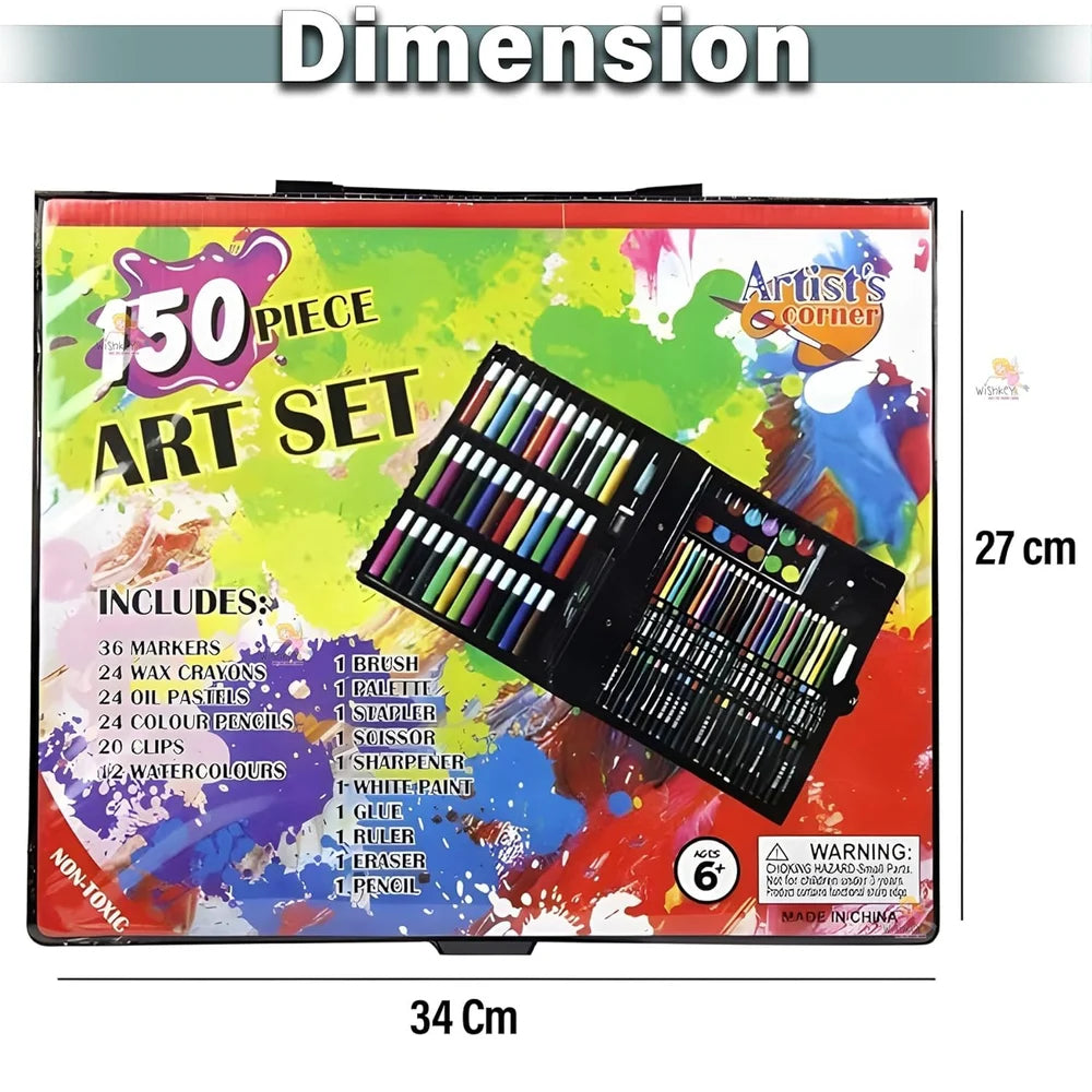 150-Piece Kids Art Set with Carry Case | Drawing & Painting Kit (Multicolor)