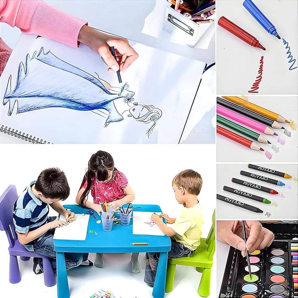 150-Piece Kids Art Set with Carry Case | Drawing & Painting Kit (Multicolor)