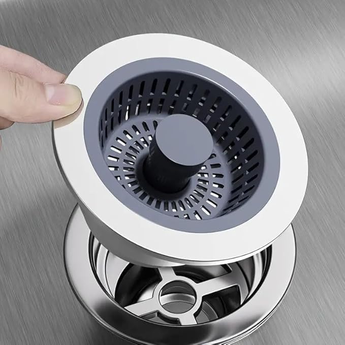 3-in-1 Pop-Up Kitchen Sink Strainer & Stopper | Stainless Steel, Chrome Finish