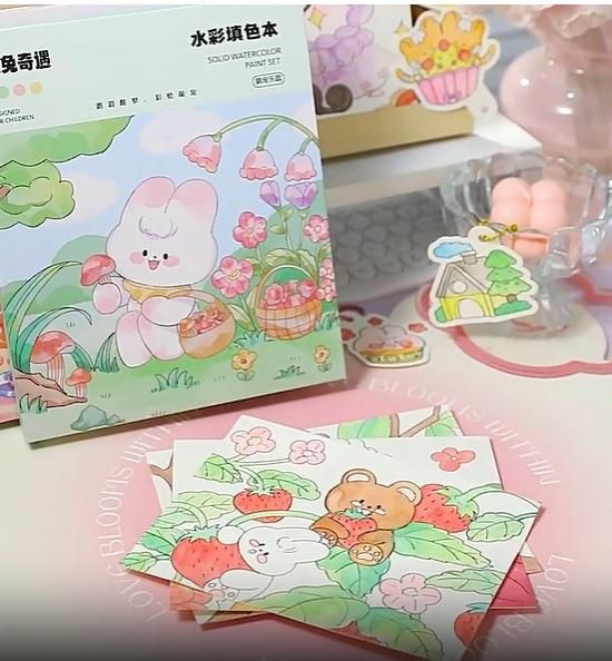 Cartoon Art Coloring & Painting Set for Kids – Watercolor Drawing Paper Book with 48 Sheets | Creative Art & Craft Activity Book (Pack of 1)