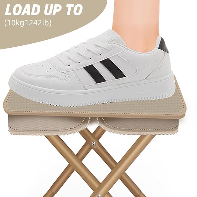 Foldable Camping Stool with Zipper Storage Bag | Portable Handbag-Style Chair for Travel, Trekking & Outdoor Adventures (Black & Cream)