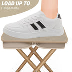 Foldable Camping Stool with Zipper Storage Bag | Portable Handbag-Style Chair for Travel, Trekking & Outdoor Adventures (Black & Cream)