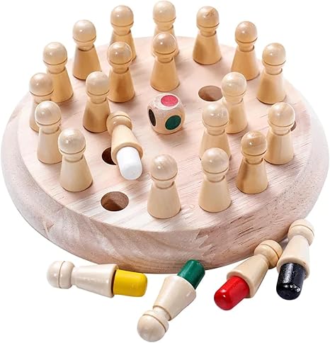 Wooden Memory Chess Game – Educational Montessori Toy for Kids & Adults