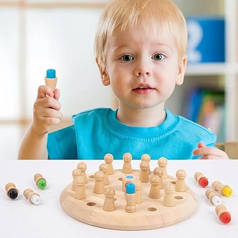 Wooden Memory Chess Game – Educational Montessori Toy for Kids & Adults