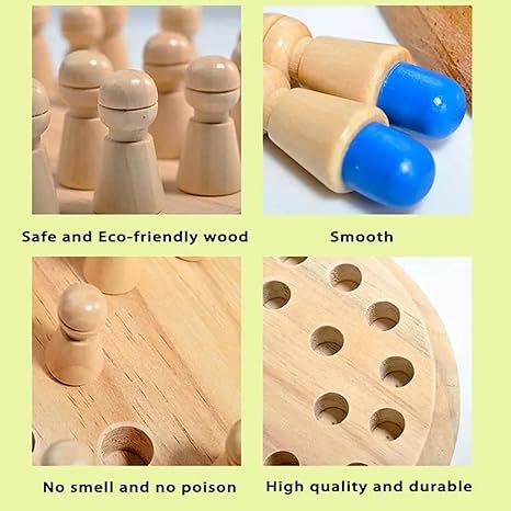 Wooden Memory Chess Game – Educational Montessori Toy for Kids & Adults