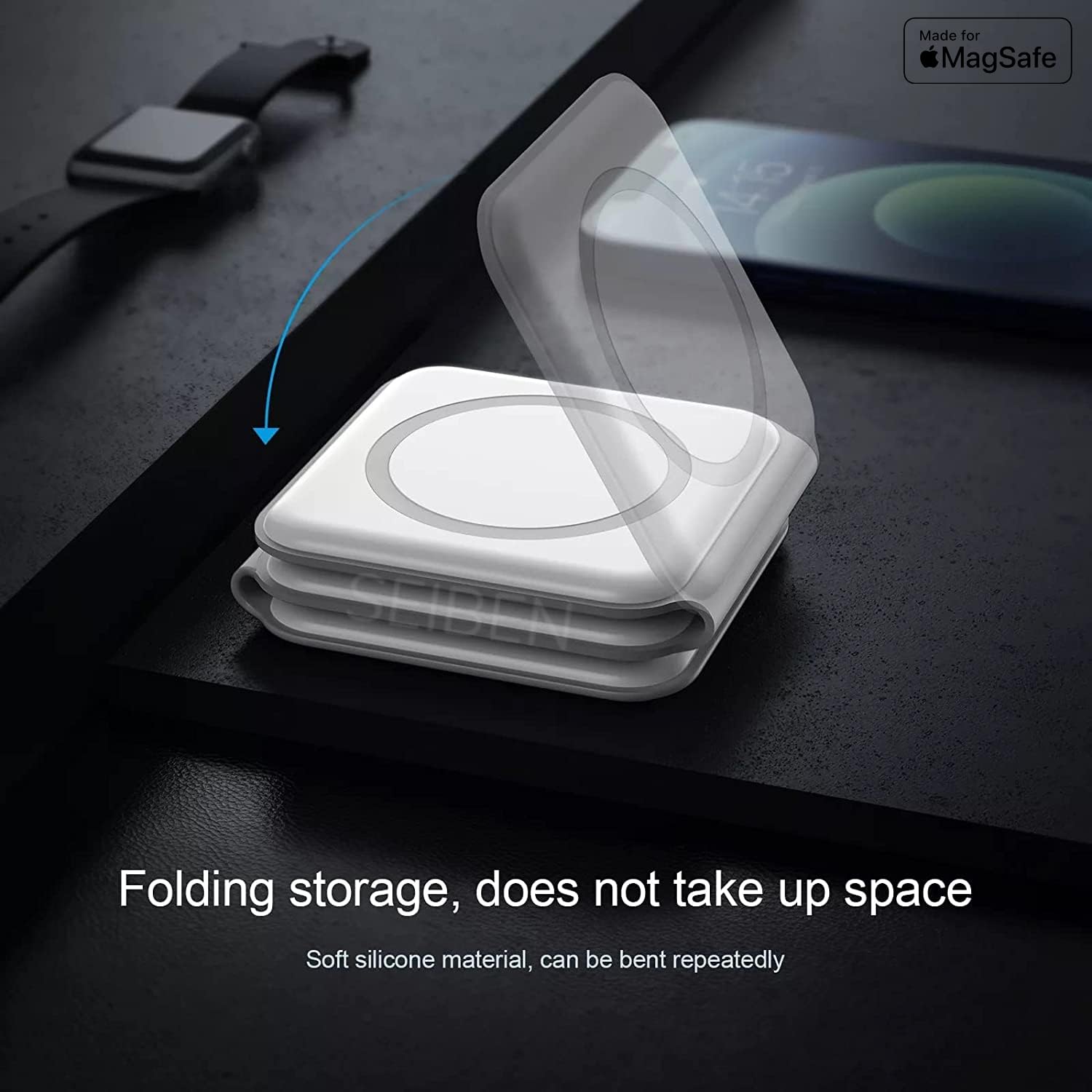 3-in-1 Magnetic Foldable Wireless Charger – Fast Charging Pad for Phone, Watch & Earbuds