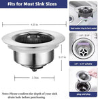 3-in-1 Pop-Up Kitchen Sink Strainer & Stopper | Stainless Steel, Chrome Finish