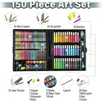 150-Piece Kids Art Set with Carry Case | Drawing & Painting Kit (Multicolor)