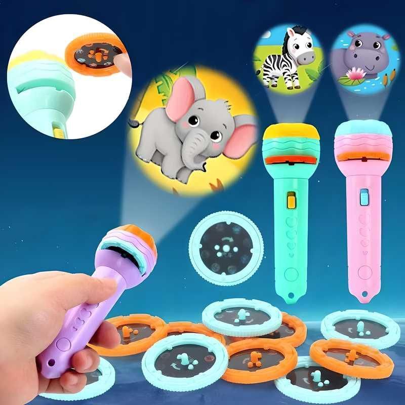 Mini Slide Projector Flashlight Torch for Kids – Educational Projection Toy with 24 Images | Night Light, Learning & Bedtime Story Lamp (Multicolor, Random Slides/Colors)
