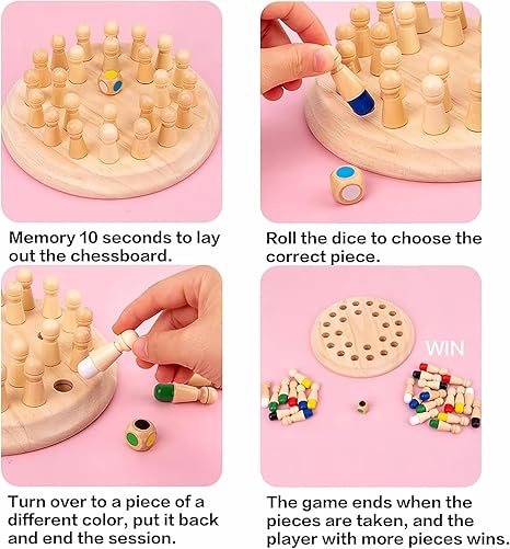 Wooden Memory Chess Game – Educational Montessori Toy for Kids & Adults