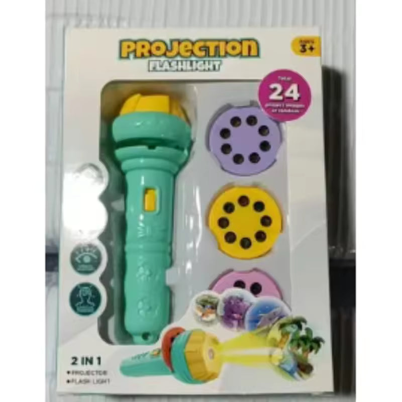 Mini Slide Projector Flashlight Torch for Kids – Educational Projection Toy with 24 Images | Night Light, Learning & Bedtime Story Lamp (Multicolor, Random Slides/Colors)