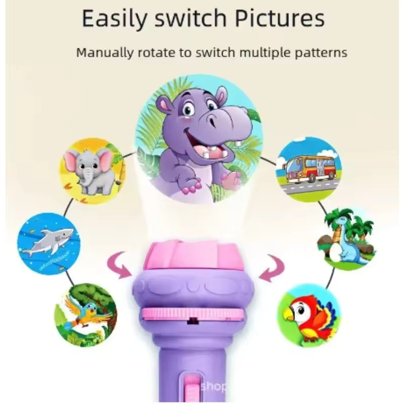 Mini Slide Projector Flashlight Torch for Kids – Educational Projection Toy with 24 Images | Night Light, Learning & Bedtime Story Lamp (Multicolor, Random Slides/Colors)
