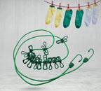 Elastic Cloth Drying Rope with 12 Metal Clip Portable Clothes line For Home & Travel