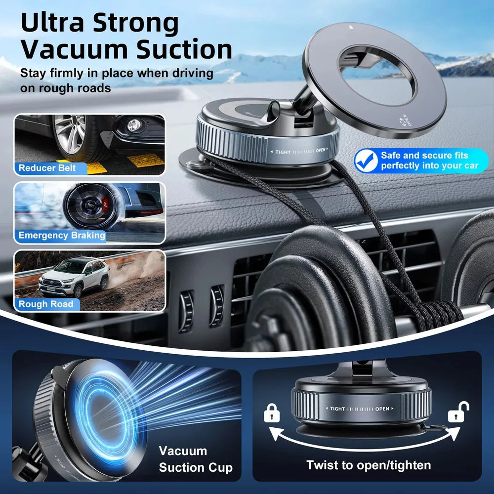 K007 Vacuum Magnetic Suction Phone Mount | 360° Adjustable Hands-Free Shower & Car Phone Holder for iPhone 16/15/14/13/12 Series