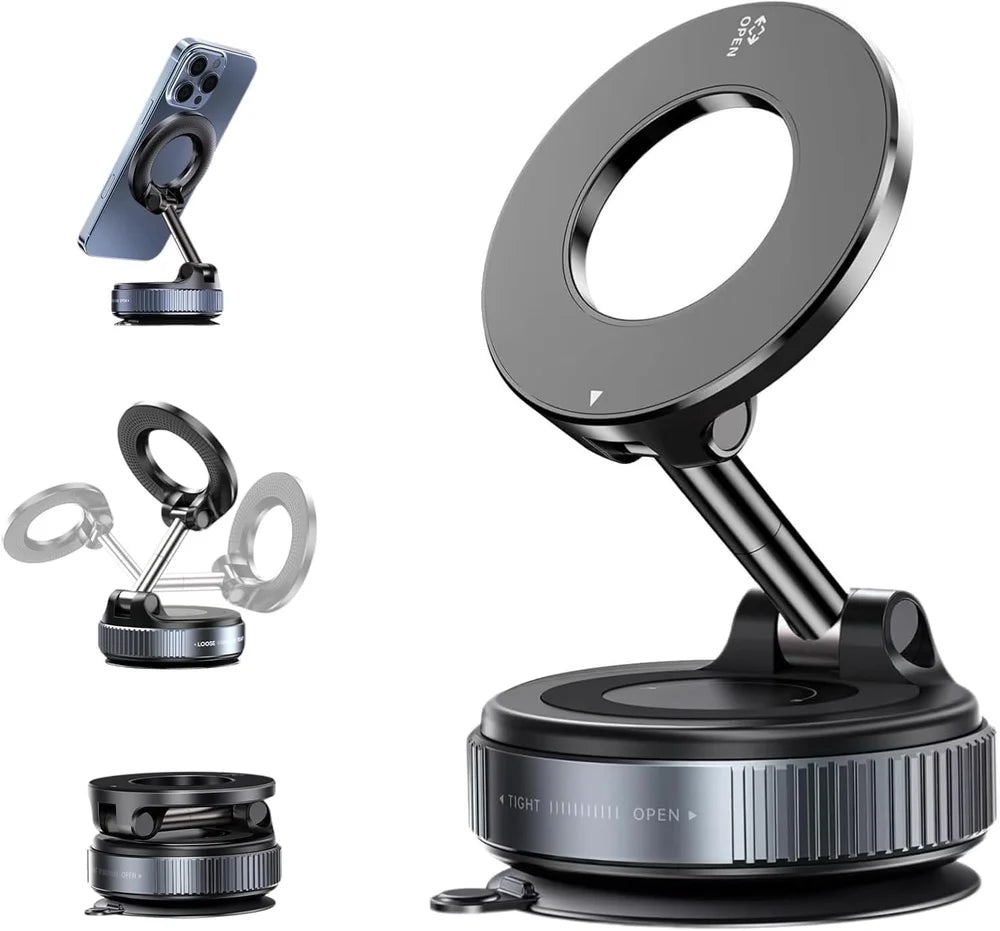 K007 Vacuum Magnetic Suction Phone Mount | 360° Adjustable Hands-Free Shower & Car Phone Holder for iPhone 16/15/14/13/12 Series