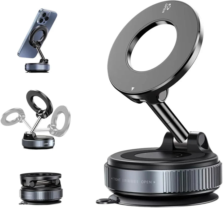 K007 Vacuum Magnetic Suction Phone Mount | 360° Adjustable Hands-Free Shower & Car Phone Holder for iPhone 16/15/14/13/12 Series