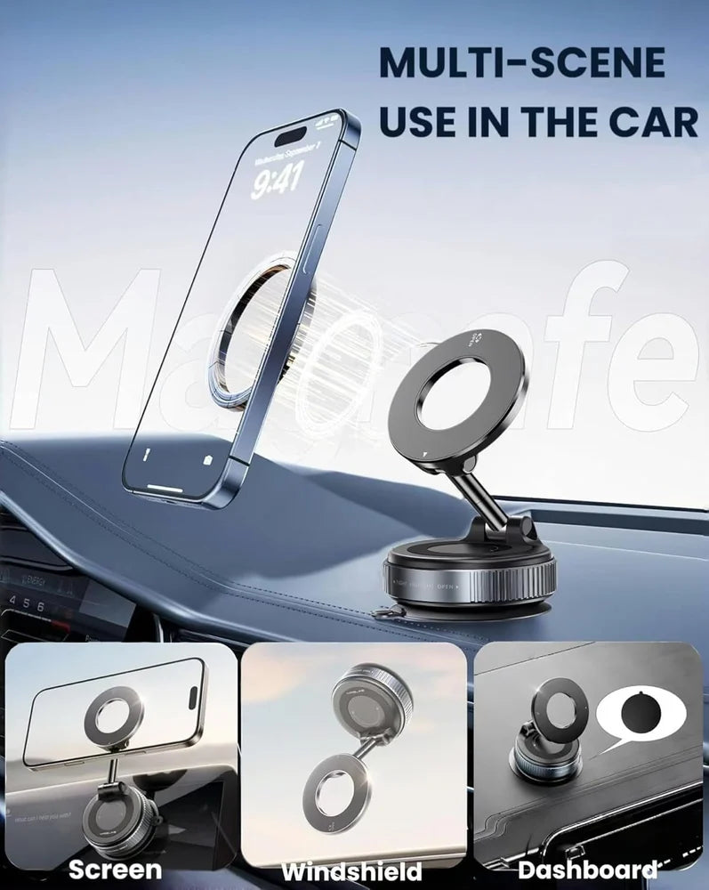 K007 Vacuum Magnetic Suction Phone Mount | 360° Adjustable Hands-Free Shower & Car Phone Holder for iPhone 16/15/14/13/12 Series
