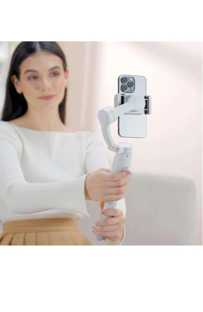 Mini-MI 3-Axis Smartphone Gimbal Stabilizer with Wireless Charging | 360° Rotation, AI Tracking & Tripod Stand for Mobile Vlogging and Cinematic Videos