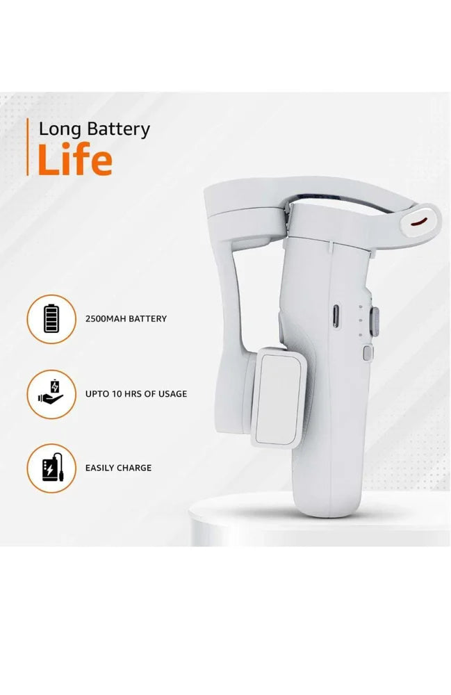 Mini-MI 3-Axis Smartphone Gimbal Stabilizer with Wireless Charging | 360° Rotation, AI Tracking & Tripod Stand for Mobile Vlogging and Cinematic Videos