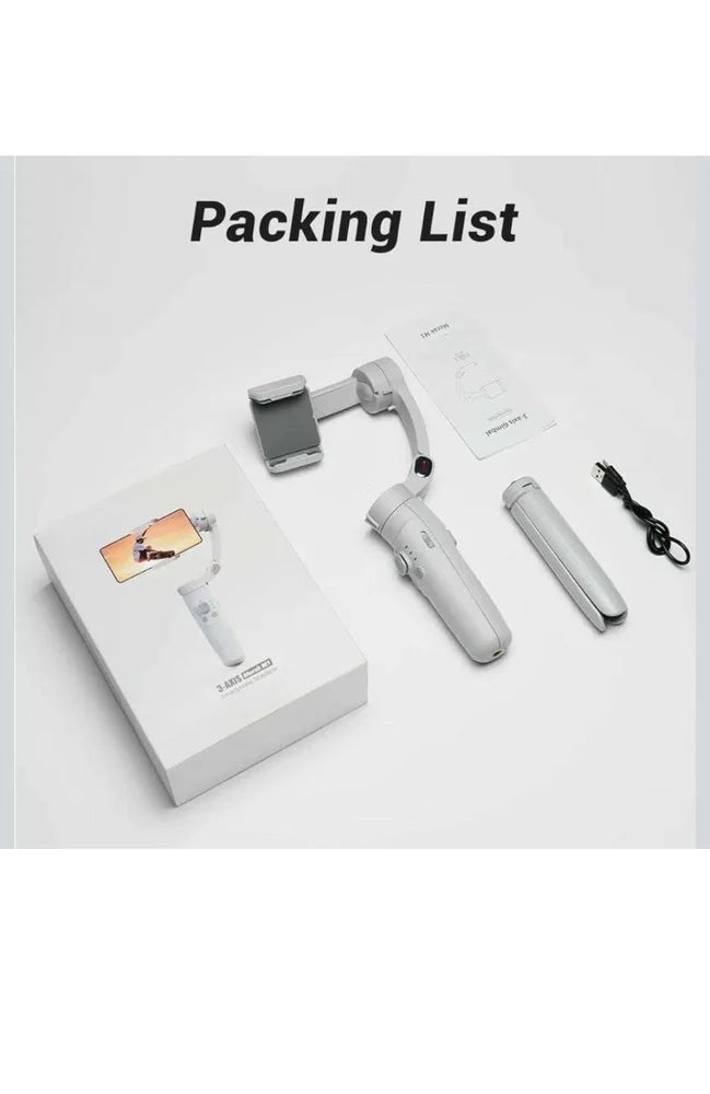 Mini-MI 3-Axis Smartphone Gimbal Stabilizer with Wireless Charging | 360° Rotation, AI Tracking & Tripod Stand for Mobile Vlogging and Cinematic Videos